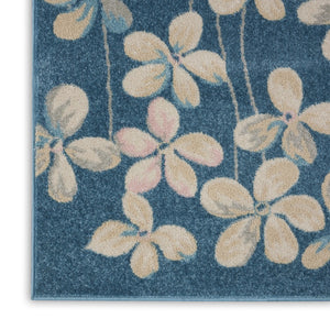 HomeRoots 8' Turquoise and Cream Floral Area Rug - Durable, Stain-Resistant Design for Stylish Home Décor 8' X 10' 551139
