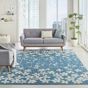 HomeRoots 8' Turquoise and Cream Floral Area Rug - Durable, Stain-Resistant Design for Stylish Home Décor 8' X 10' 551139