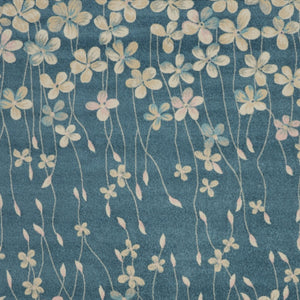 Homeroots 8' Turquoise And Cream Floral Area Rug - Durable, Stain-resistant Design For Stylish Comfort And Appeal 8' X 10' Polypropylene 551139