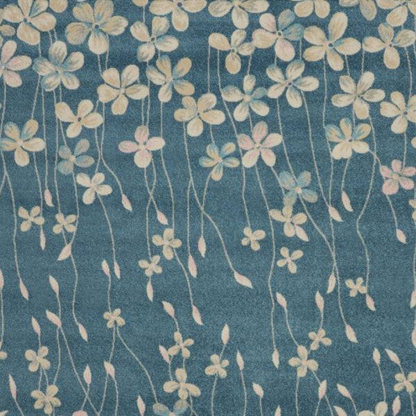 Homeroots 8' Turquoise And Cream Floral Area Rug - Durable, Stain-resistant Design For Stylish Comfort And Appeal 8' X 10' Polypropylene 551139