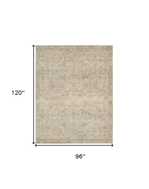Homeroots 8' X 10' Beige And Gray Geometric Distressed Area Rug - Durable, Stain-resistant, Perfect For Families!  Polypropylene 551140
