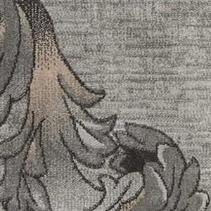 HomeRoots 8' Tan, Black & Ivory Damask Area Rug – Stylish Non-Skid Comfort for Homes with Kids & Pets! 551141