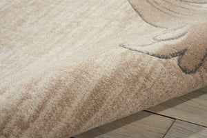 Homeroots 8' X 11' Tan Black And Ivory Damask Non Skid Area Rug  Polyester 551141