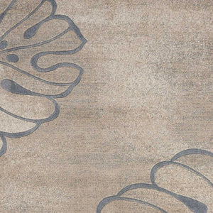 HomeRoots 5' Beige and Gray Botanical Leaves Area Rug - Stylish, Durable, Non-Skid Design for Any Room 8' X 11' 551142