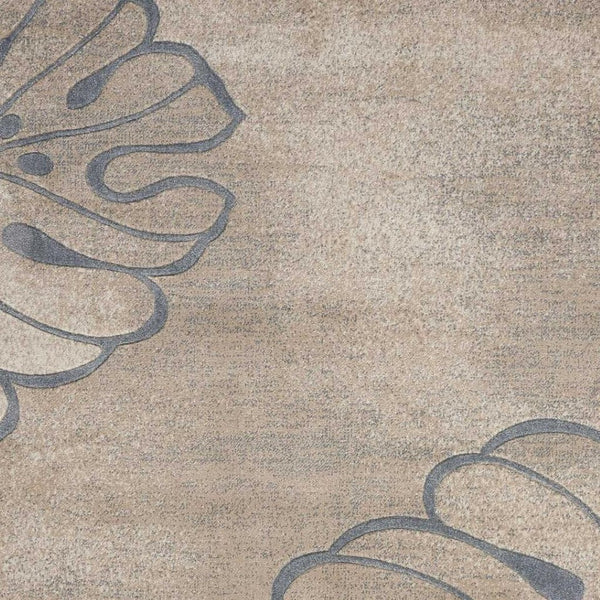 HomeRoots 5' Beige and Gray Botanical Leaves Area Rug - Stylish, Durable, Non-Skid Design for Any Room 8' X 11' 551142