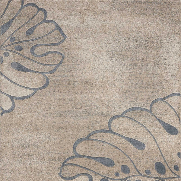 Homeroots 8' X 11' Beige And Gray Floral Non Skid Area Rug  Polyester 551142
