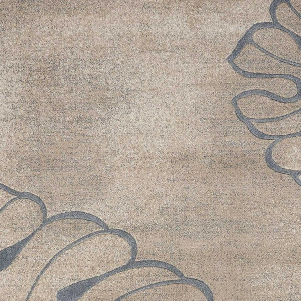 HomeRoots 5' Beige and Gray Botanical Leaves Area Rug - Stylish, Durable, Non-Skid Design for Any Room 8' X 11' 551142