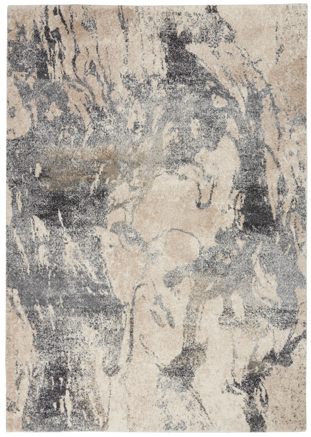 Homeroots 5' X 7' Cream And Gray Abstract Distressed Area Rug  Polypropylene 551144