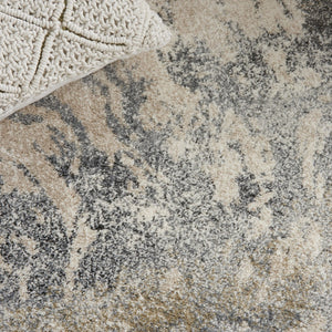HomeRoots 4' Cream and Gray Abstract Distressed Area Rug - Modern, Durable, and Stylish Floor Covering for Your Home 5' X 7' 551144