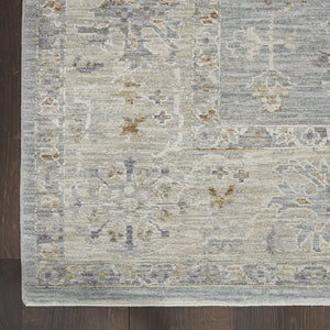 Homeroots 10' Runner Ivory And Blue Floral Power Loom Runner Rug  Polypropylene,Polyester 551146