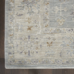 HomeRoots 4' Timeless Beige and Blue Floral Power Loom Area Rug for Elegant Living Spaces and Comfort 10' Runner 551146