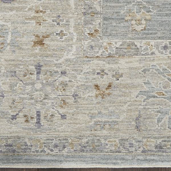 Homeroots 10' Runner Ivory And Blue Floral Power Loom Runner Rug  Polypropylene,Polyester 551146