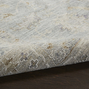 HomeRoots 4' Timeless Beige and Blue Floral Power Loom Area Rug for Elegant Living Spaces and Comfort 10' Runner 551146