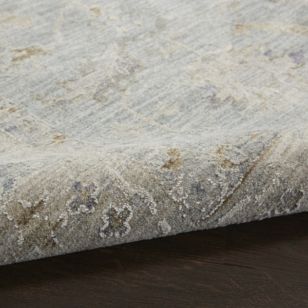 HomeRoots 4' Timeless Beige and Blue Floral Power Loom Area Rug for Elegant Living Spaces and Comfort 10' Runner 551146