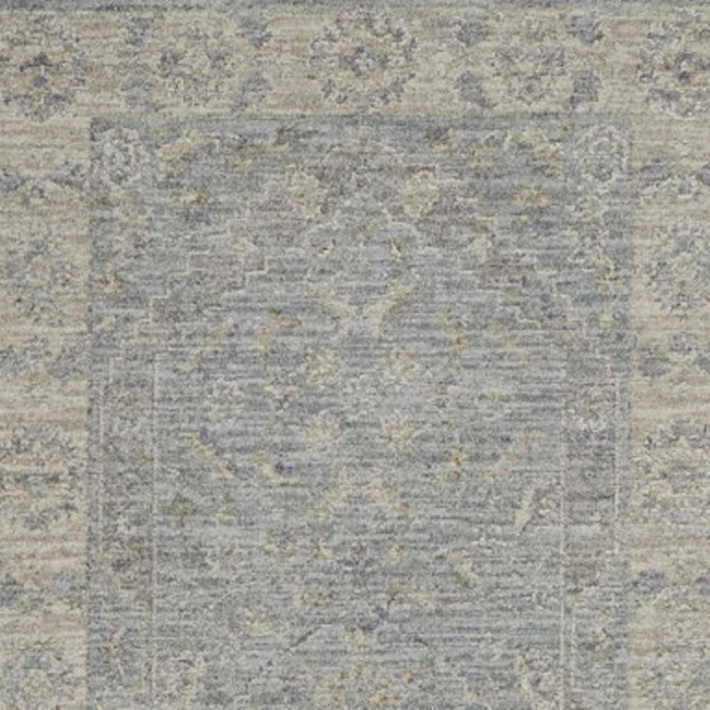 HomeRoots 10' Blue Floral Runner Rug - Timeless, Durable Design for Hallways, Easy Care, Elegant Style & Protection 551147