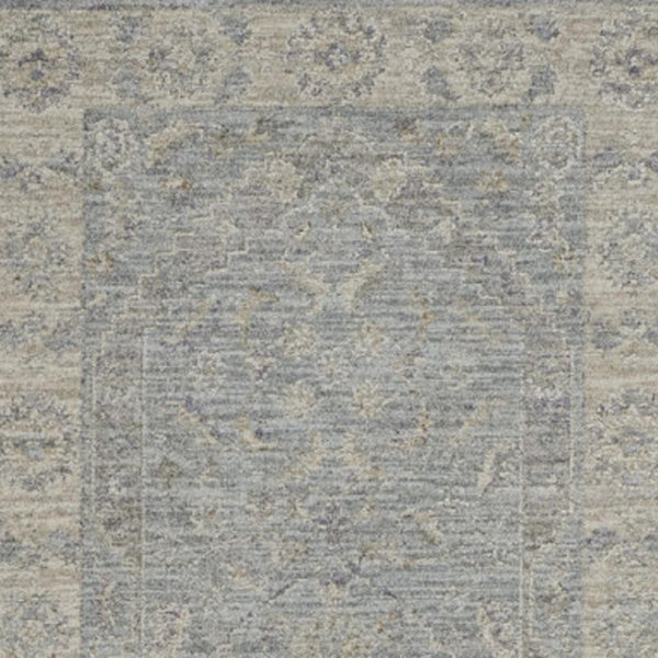 HomeRoots 10' Blue Floral Runner Rug - Timeless, Durable Design for Hallways, Easy Care, Elegant Style & Protection 551147
