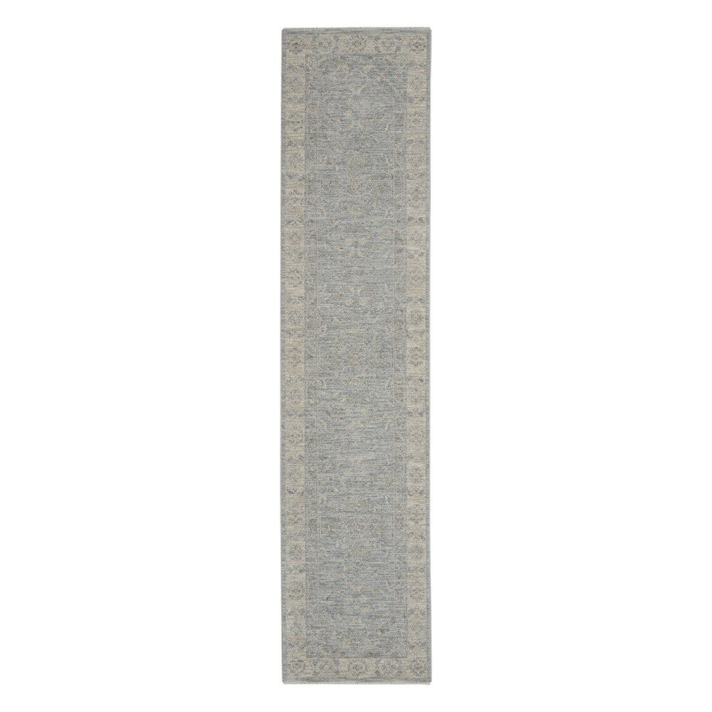 HomeRoots 10' Blue Floral Runner Rug - Timeless, Durable Design for Hallways, Easy Care, Elegant Style & Protection 551147