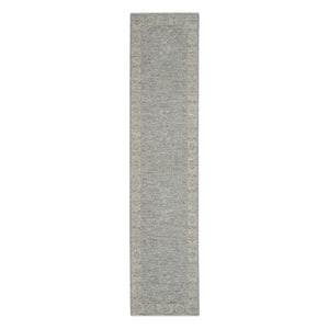 HomeRoots 10' Blue Floral Runner Rug - Timeless, Durable Design for Hallways, Easy Care, Elegant Style & Protection 551147