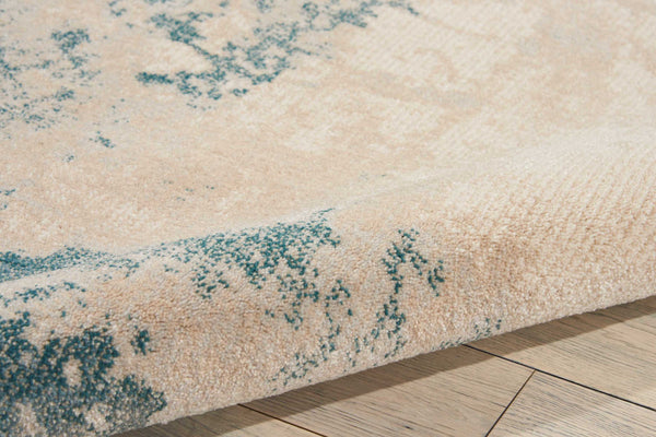 Homeroots 8' X 11' Teal And Ivory Abstract Non Skid Area Rug  Polyester 551149