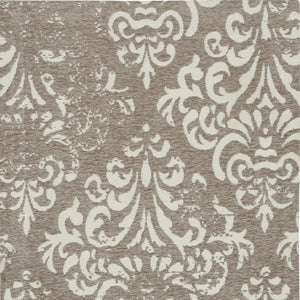 HomeRoots 5' Elegant Distressed Floral Area Rug in Ivory, Charcoal & Gray - Durable, Non-Skid Design for Homes 8' X 11' 551150