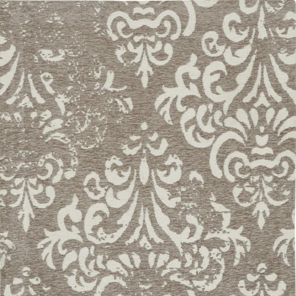 HomeRoots 5' Elegant Distressed Floral Area Rug in Ivory, Charcoal & Gray - Durable, Non-Skid Design for Homes 8' X 11' 551150