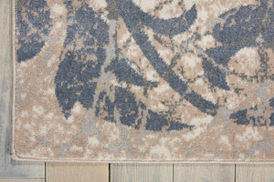 Homeroots 8' X 11' Ivory Blue And Slate Gray Floral Distressed Non Skid Area Rug  Polyester 551150