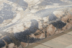 Homeroots 8' X 11' Ivory Blue And Slate Gray Floral Distressed Non Skid Area Rug  Polyester 551150