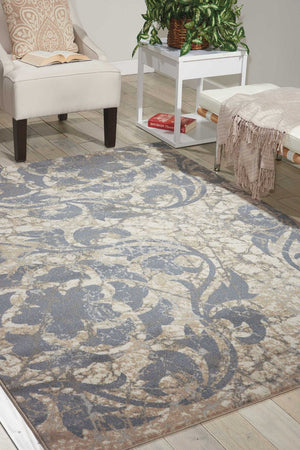 HomeRoots 5' Elegant Distressed Floral Area Rug in Ivory, Charcoal & Gray - Durable, Non-Skid Design for Homes 8' X 11' 551150