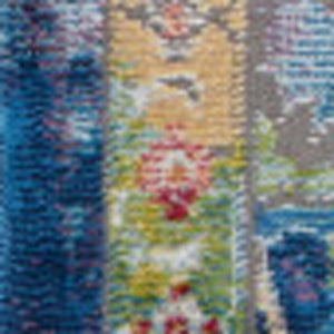 Homeroots 5' X 8' Ivory Blue And Green Floral Medallion Distressed Non Skid Area Rug  Polypropylene,Polyester 551151