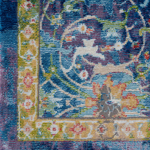 Homeroots 5' X 8' Ivory Blue And Green Floral Medallion Distressed Non Skid Area Rug  Polypropylene,Polyester 551151