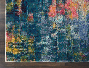 Homeroots 8' X 11' Blue And Yellow Abstract Power Loom Area Rug  Polypropylene 551154