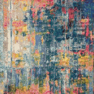 Homeroots 8' X 11' Blue And Yellow Abstract Power Loom Area Rug  Polypropylene 551154