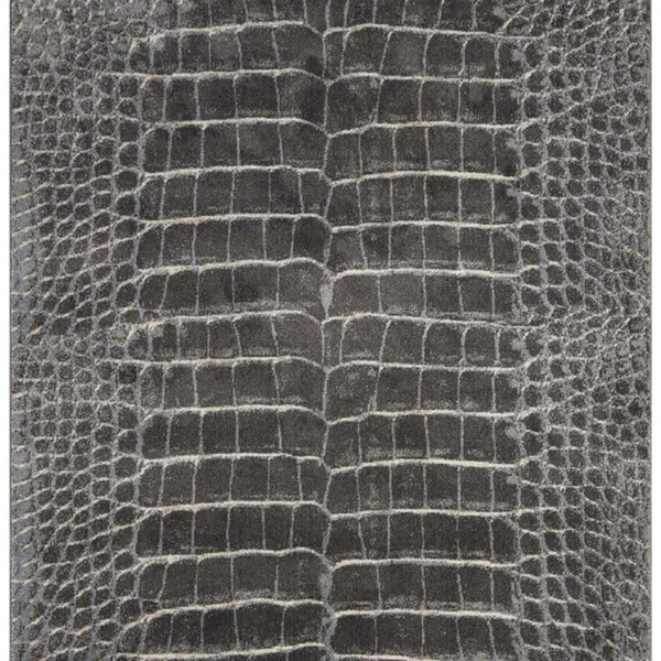 Homeroots 8' X 11' Beige Charcoal And Cream Animal Print Distressed Non Skid Area Rug  Polyester 551159