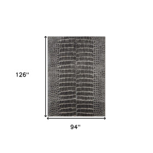 Homeroots 8' X 11' Beige Charcoal And Cream Animal Print Distressed Non Skid Area Rug  Polyester 551159