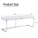 English Elm White Shoe Changing Stool, Silver Metal Legs, Sofa Stool Dining Chair, Suitable For Bedroom ,Fitting Room, Storage Room, Dining Room, Living Room. 005