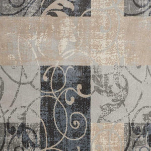 HomeRoots 5' Elegant Tan, Black, and Ivory Floral Vines Non-Skid Area Rug for Stylish Home Décor and Comfort 8' X 11' 551160