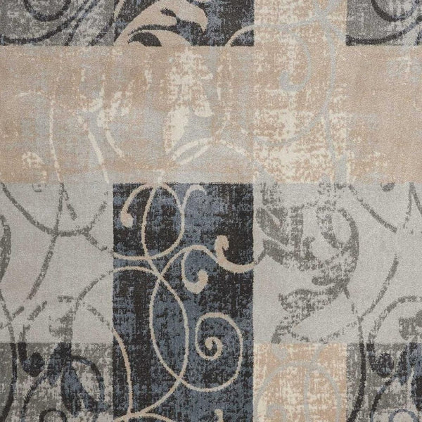 HomeRoots 5' Elegant Tan, Black, and Ivory Floral Vines Non-Skid Area Rug for Stylish Home Décor and Comfort 8' X 11' 551160
