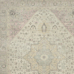 Homeroots 8' X 10' Floral Medallion Distressed Area Rug In Ivory Pink & Gray - Durable, Stain Resistant Elegance  Polypropylene 551162