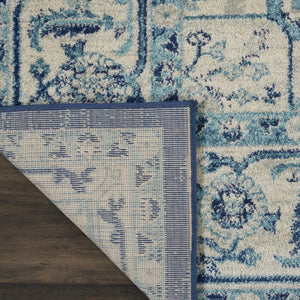 Homeroots 8' X 10' Stain-resistant Ivory & Navy Floral Medallion Distressed Area Rug For Home Decor Style  Polypropylene 551163