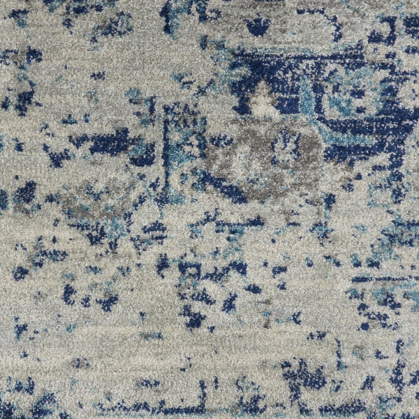 HomeRoots 8' Ivory and Light Blue Floral Medallion Distressed Area Rug - Timeless Elegance for Any Space 8' X 10' 551164