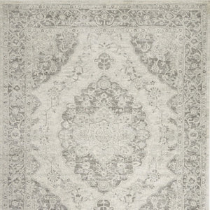 Homeroots 8' X 10' Distressed Floral Medallion Area Rug In Ivory & Gray - Durable, Stain-resistant Elegance  Polypropylene 551165