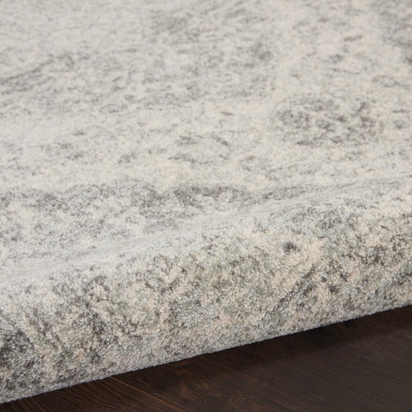 HomeRoots 5' Ivory and Gray Floral Medallion Distressed Area Rug – Elegant, Stain-Resistant Design for Homes 8' X 10' 551165