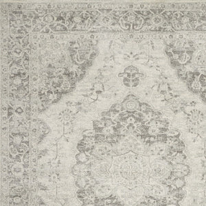 Homeroots 8' X 10' Distressed Floral Medallion Area Rug In Ivory & Gray - Durable, Stain-resistant Elegance  Polypropylene 551165