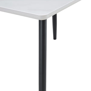 English Elm Modern Marble Look Tempered Glass Dining Table Seats Six with Tapered Black Metal Legs W1151S04621