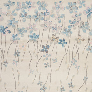 Homeroots 8' X 10' Elegant Ivory & Blue Floral Medallion Area Rug - Stain Resistant, Durable & Stylish Decor  Polypropylene 551167