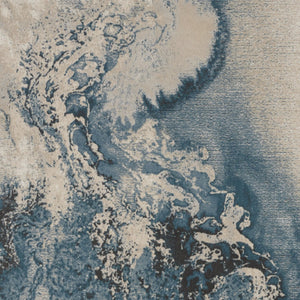 Homeroots 7' X 10' Ivory Teal Blue And Black Abstract Non Skid Area Rug  Polyester 551169