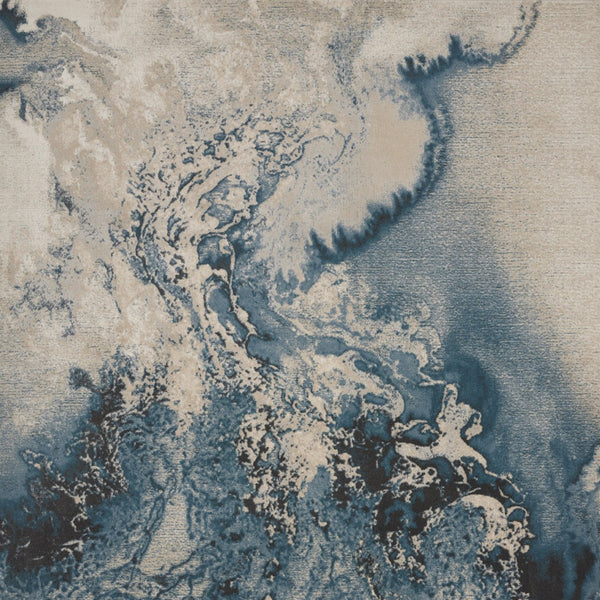 Homeroots 8' X 11' Ivory Teal Blue And Black Abstract Non Skid Area Rug  Polyester 551170