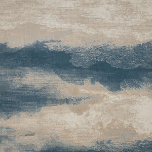 Homeroots 8' X 11' Ivory And Teal Blue Abstract Non Skid Area Rug  Polyester 551171