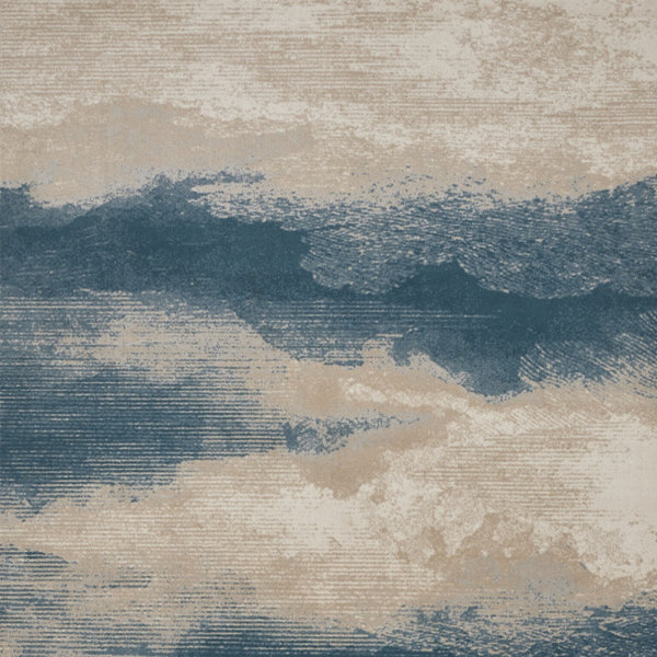 Homeroots 8' X 11' Ivory And Teal Blue Abstract Non Skid Area Rug  Polyester 551171