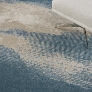 HomeRoots 5' Teal and Ivory Abstract Area Rug – Stain-Resistant, Non-Skid, Durable Design for Modern Spaces 8' X 11' 551171